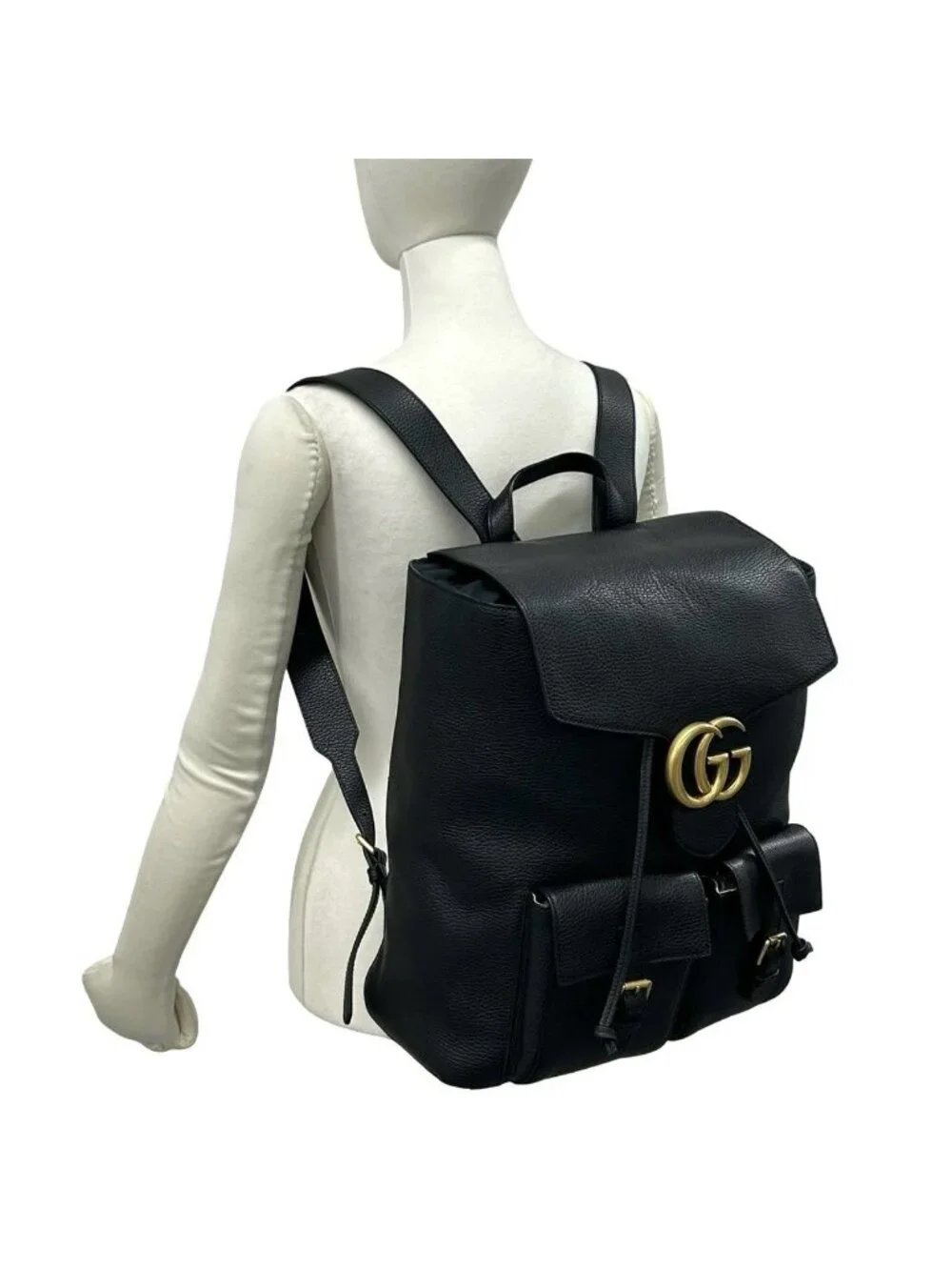 Gucci GG Logo Leather Backpack Black